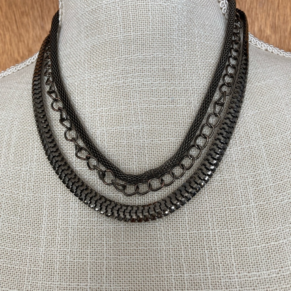 🔥4 for $20.00 🔥Vintage Layered Gun Metal Chain Necklace